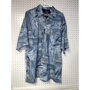 Bamboo Cay Mens Hawaiian Button Up‎ Shirt Size XL Blue Floral 100% Cotton